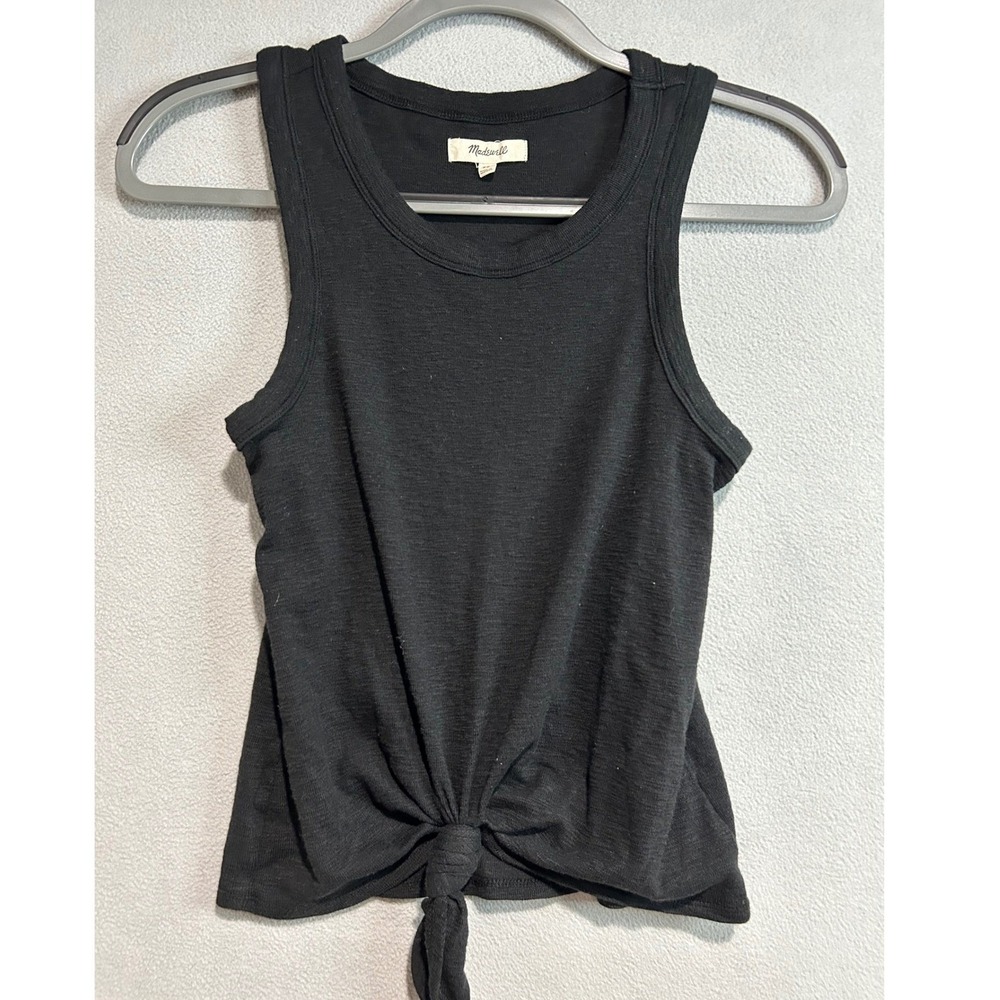 Madewell Tank Top Womens XS Black‎ Tie Front Sleeveless Casual Minimalist